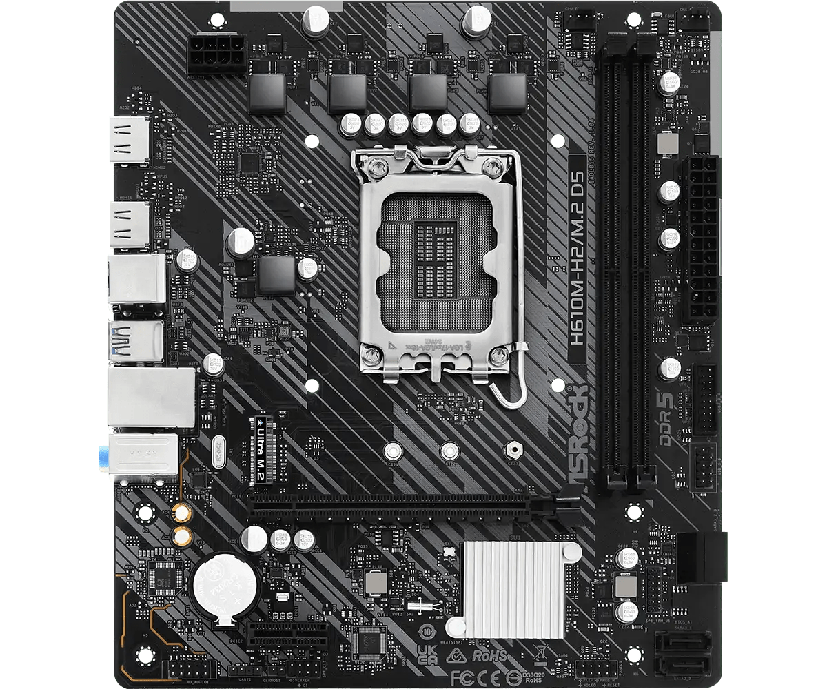 ASRock H610M - H2/M.2 D5 LGA1700 Socket Intel Motherboard | 90 - MXBML0 - A0UAYZ - Vektra Computers LLC ASRock H610M - H2/M.2 D5 LGA1700 Socket Intel Motherboard | 90 - MXBML0 - A0UAYZ - Vektra Computers LLC